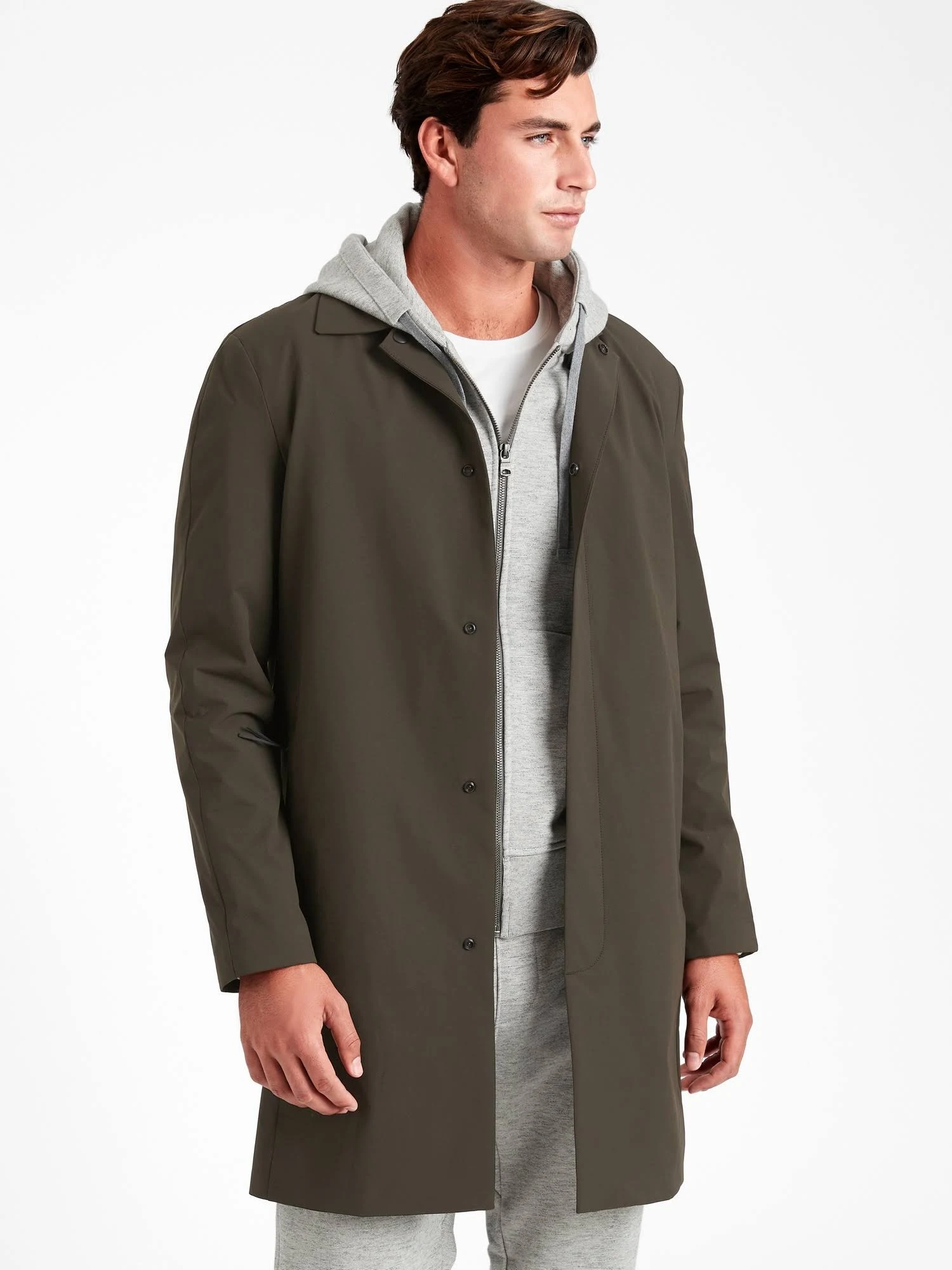 Banana Republic Men's Motion Tech Rain Coat Dark Pine Green Size Xs