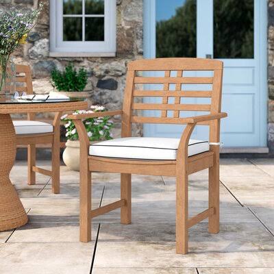Calila Teak Patio Dining Chair with Cushion Birch Lane