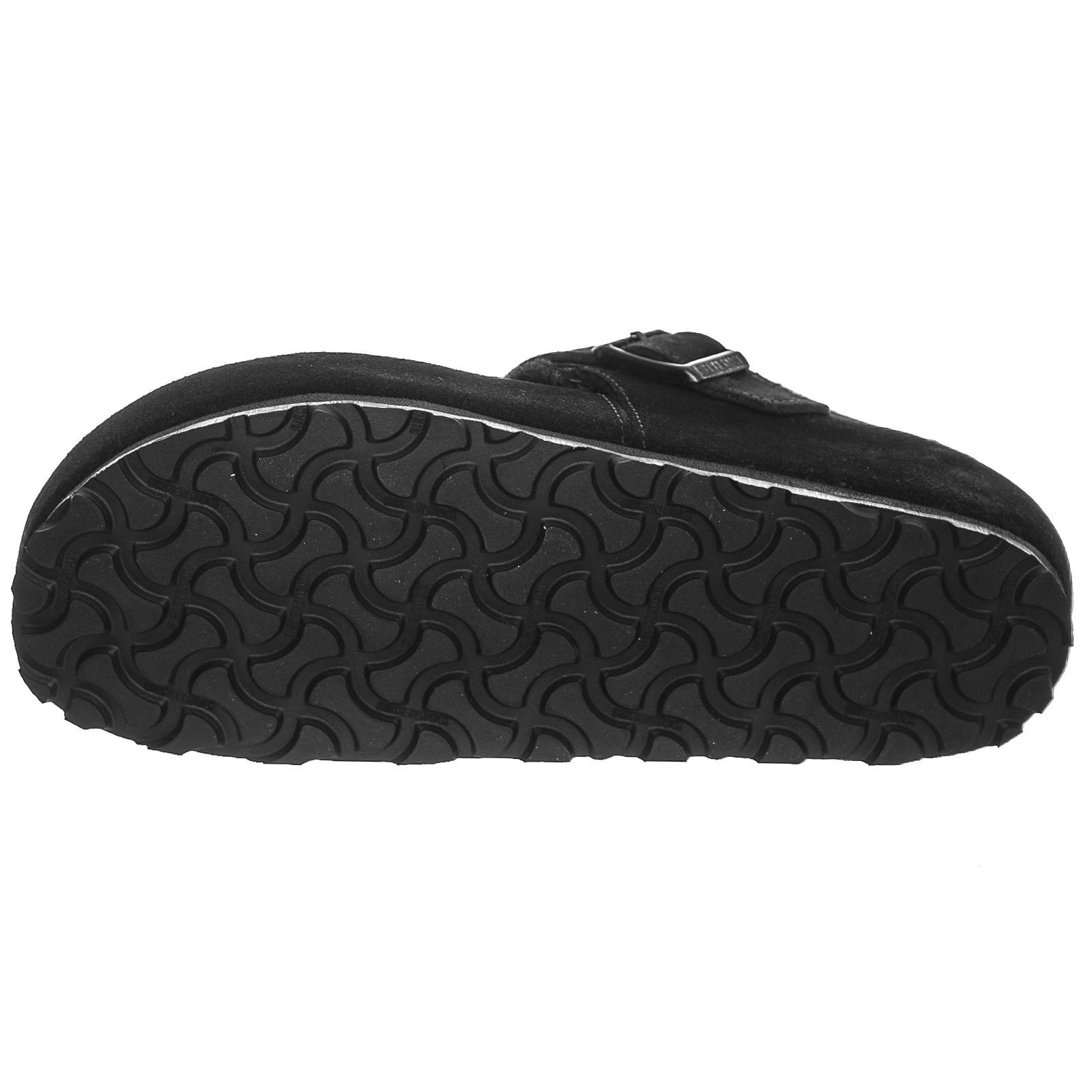 Birkenstock London Suede Leather Shearling Black Low Shoes