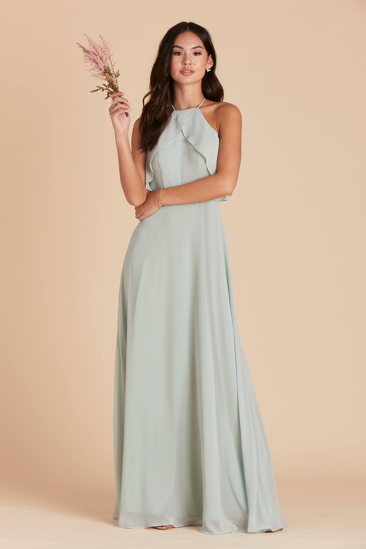 Birdy Grey Jules Chiffon Bridesmaid Dress in Sage M / Sage