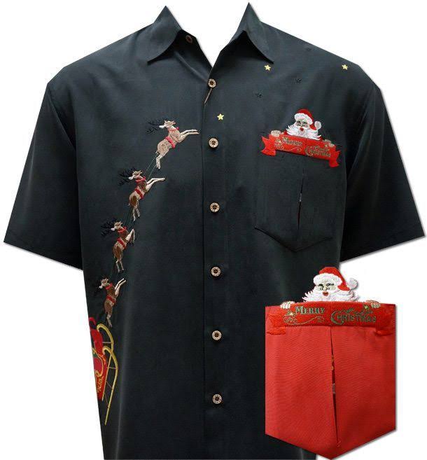 Peekaboo Santa Reindeer Sleigh Pocket - Black Medium