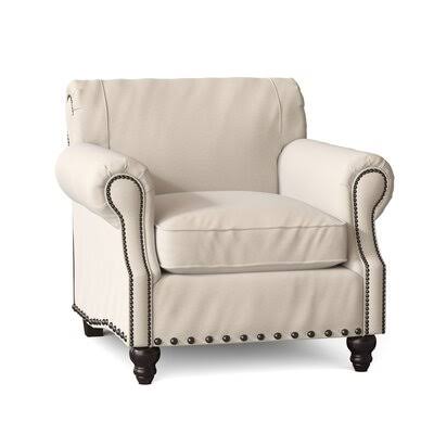 Landry 40x22 Wide Down Cushion Armchair Birch Lane Body Fabric: Bayou Natural, Nailhead Detail: Old Gold Spotted