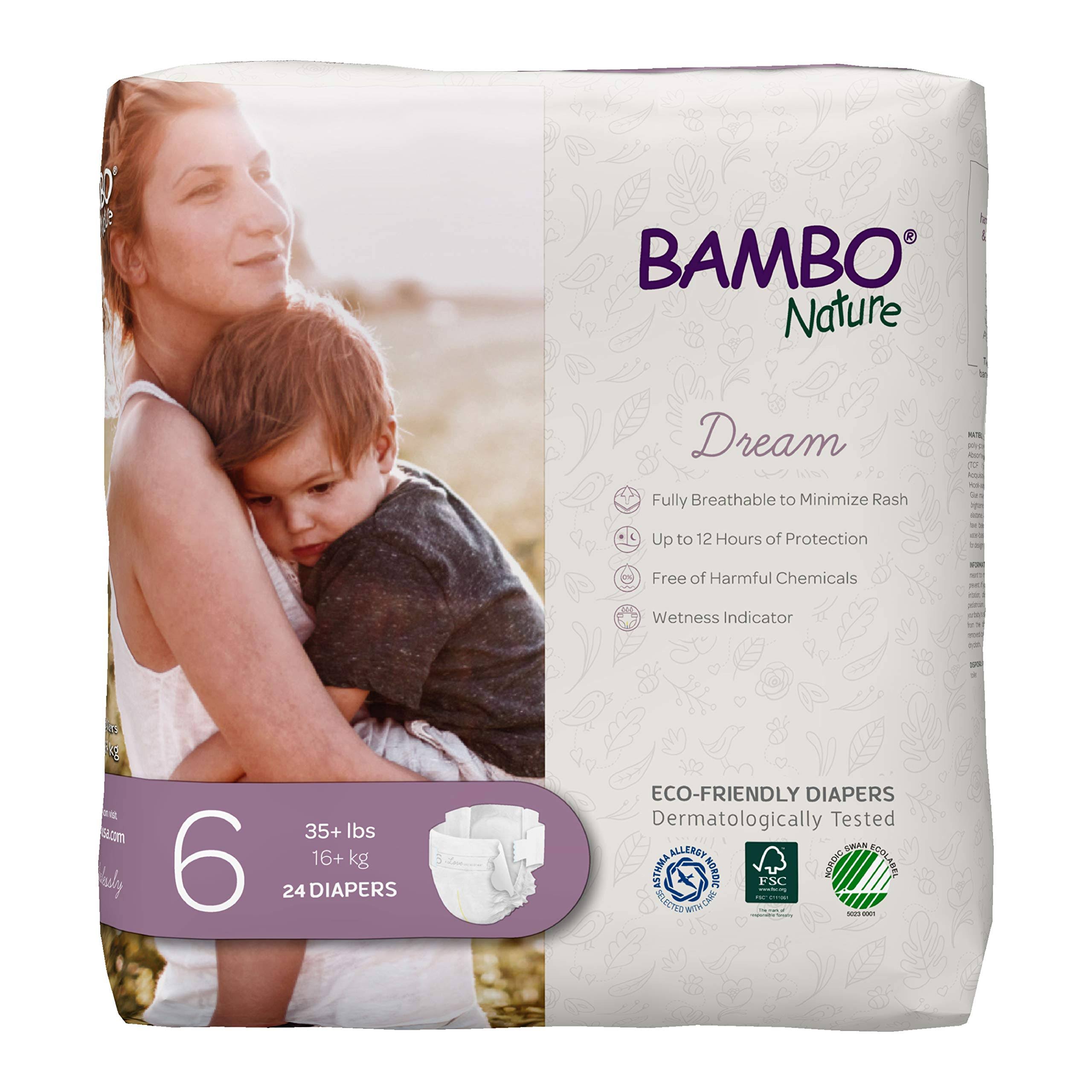 Bambo Nature Baby Diaper Size 6, 35 lbs. and Up 1000016928, 144 ct