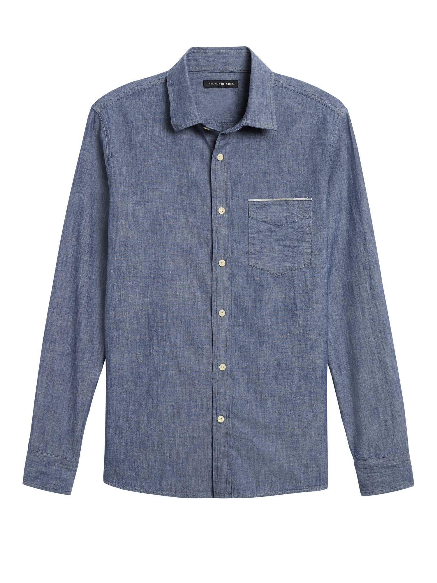 Banana Republic Men's Slim-Fit Selvedge Chambray Shirt Indigo Size L