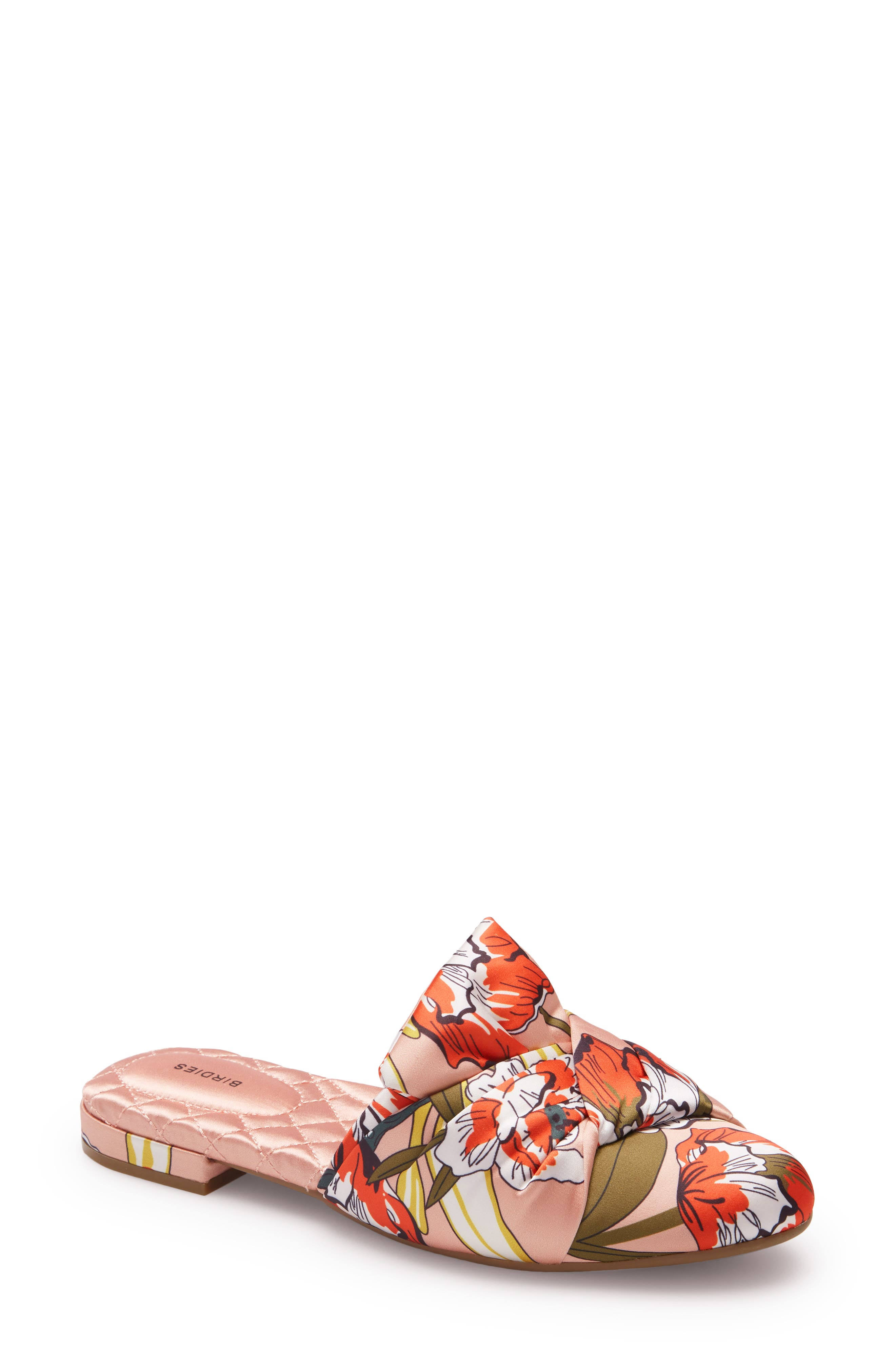Birdies Songbird Mule, Size 9.5 in Peach Floral Satin at Nordstrom