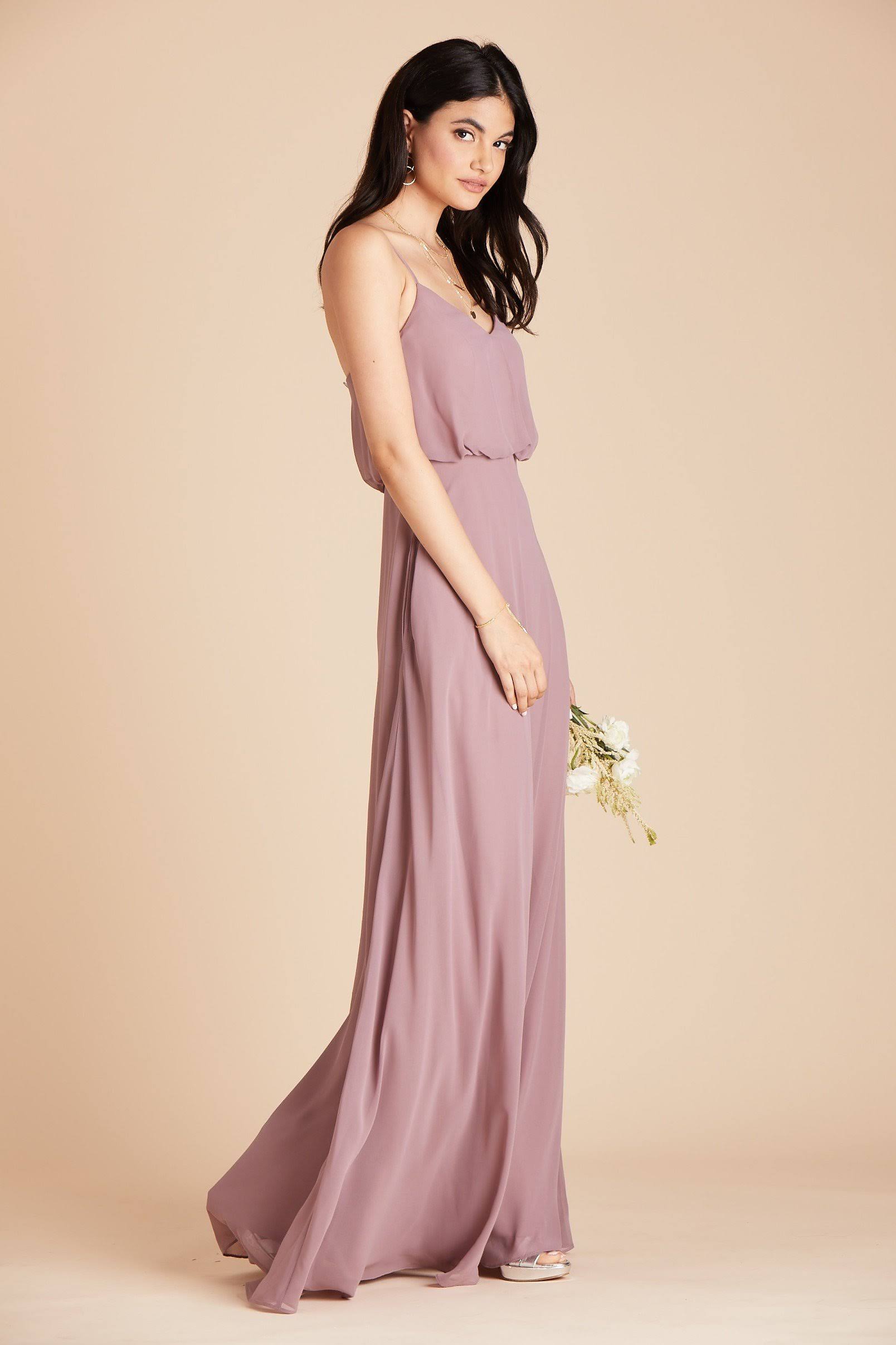Birdy Grey Gwennie Chiffon Bridesmaid Dress in Dark Mauve L / Dark Mauve / No Slit