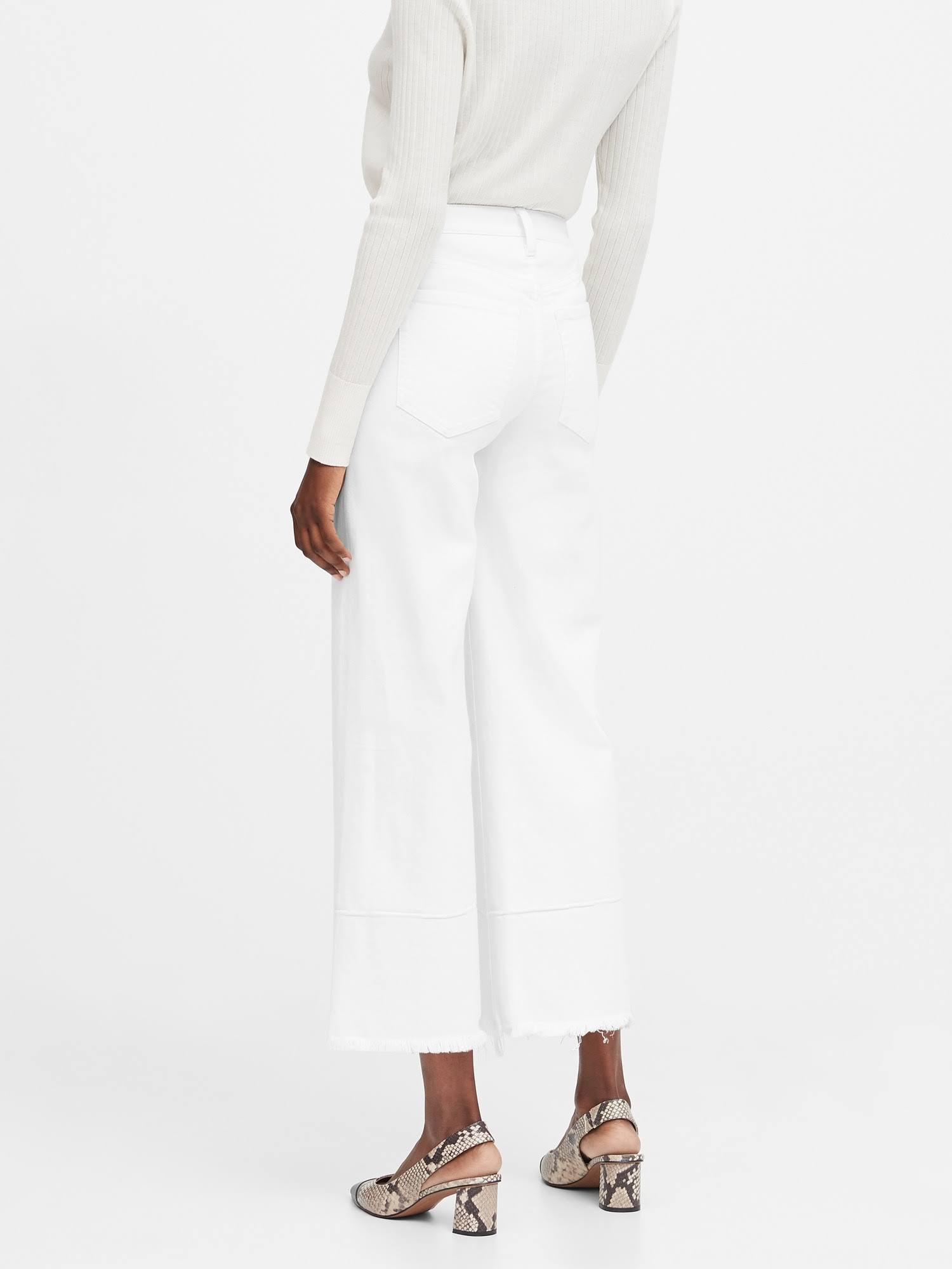 Banana Republic Women's High-Rise Wide-Leg Cropped Jean White Size 32 Regular