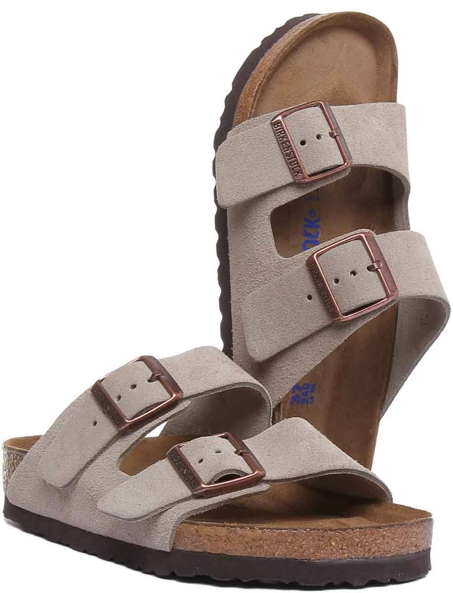 Birkenstock Arizona Suede Soft Footbed Sandals - Taupe