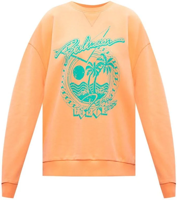 Balmain Printed Sweatshirt Orange - Orange - Sweatshirts
