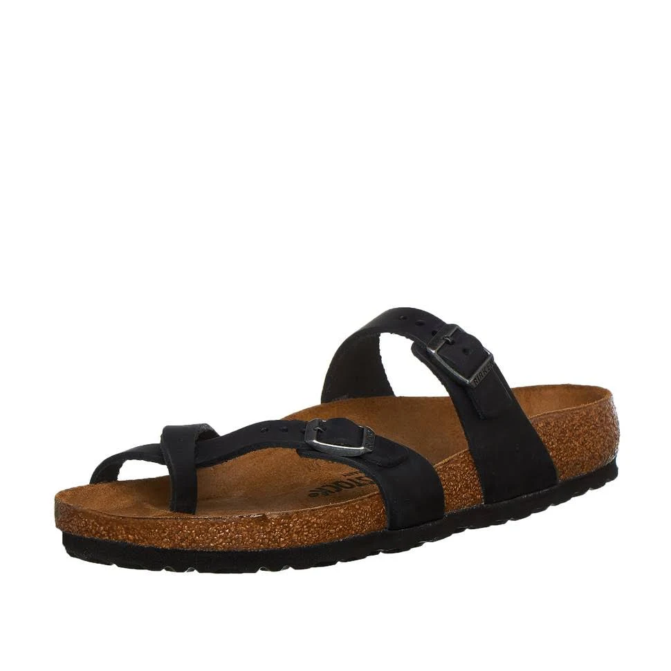 Birkenstock Mayari Oiled Leather Black Thong Sandals