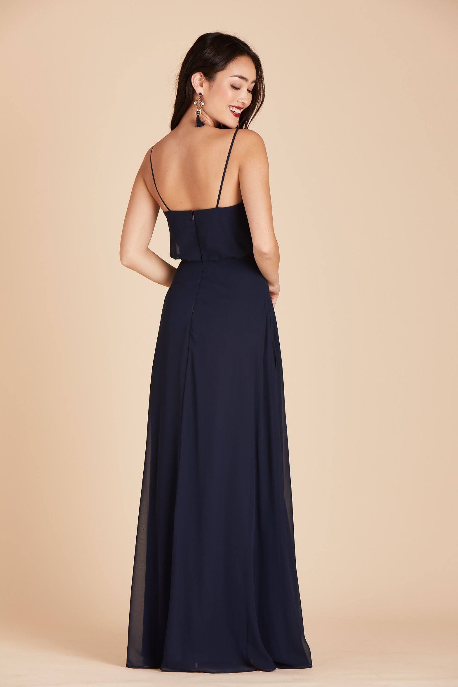 Birdy Grey Gwennie Chiffon Bridesmaid Dress in Navy Xs / Navy