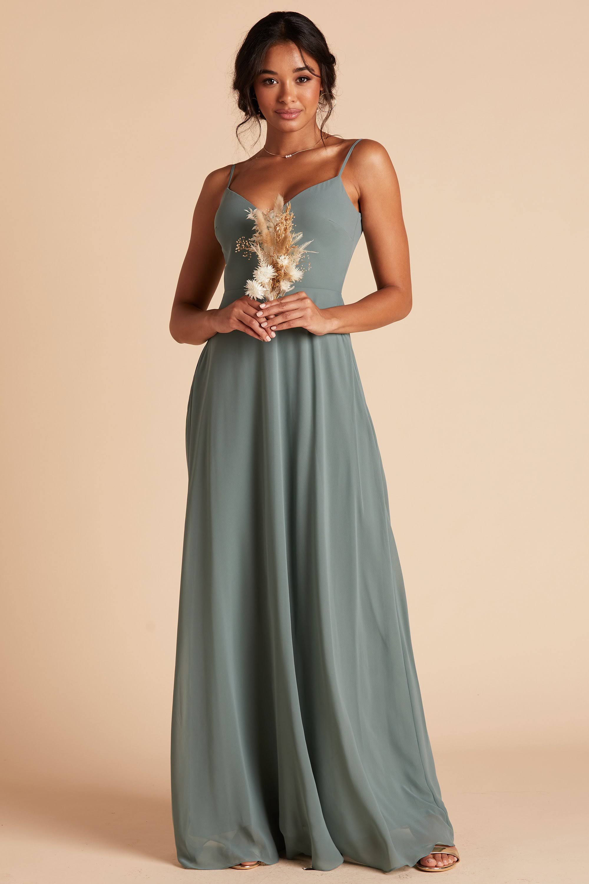 Birdy Grey Devin Convertible Chiffon Bridesmaid Dress in Sea Glass M / Sea Glass / No Slit