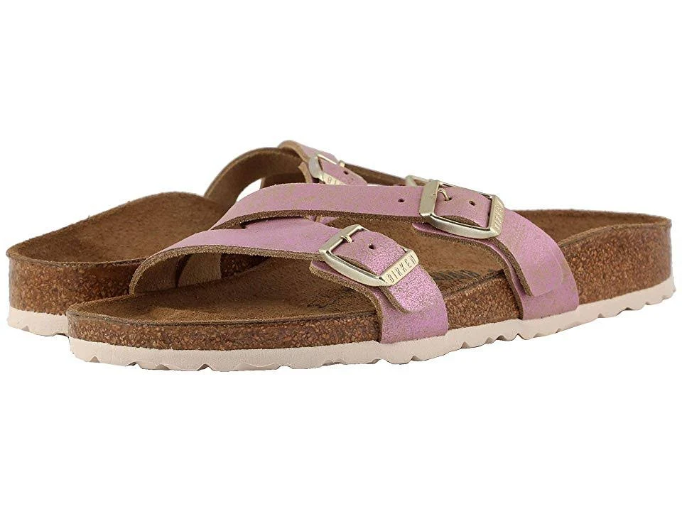 Birkenstock Yao (Washed Metallic Pink Leather) Women's Sandals