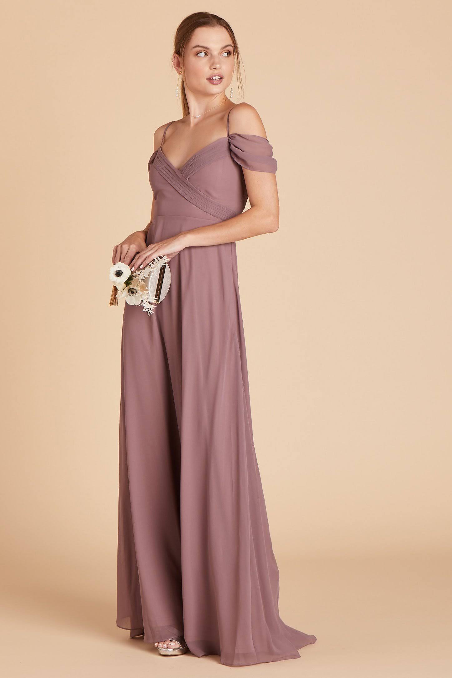 Birdy Grey Spence Convertible Chiffon Bridesmaid Dress in Dark Mauve S / Dark Mauve / No Slit