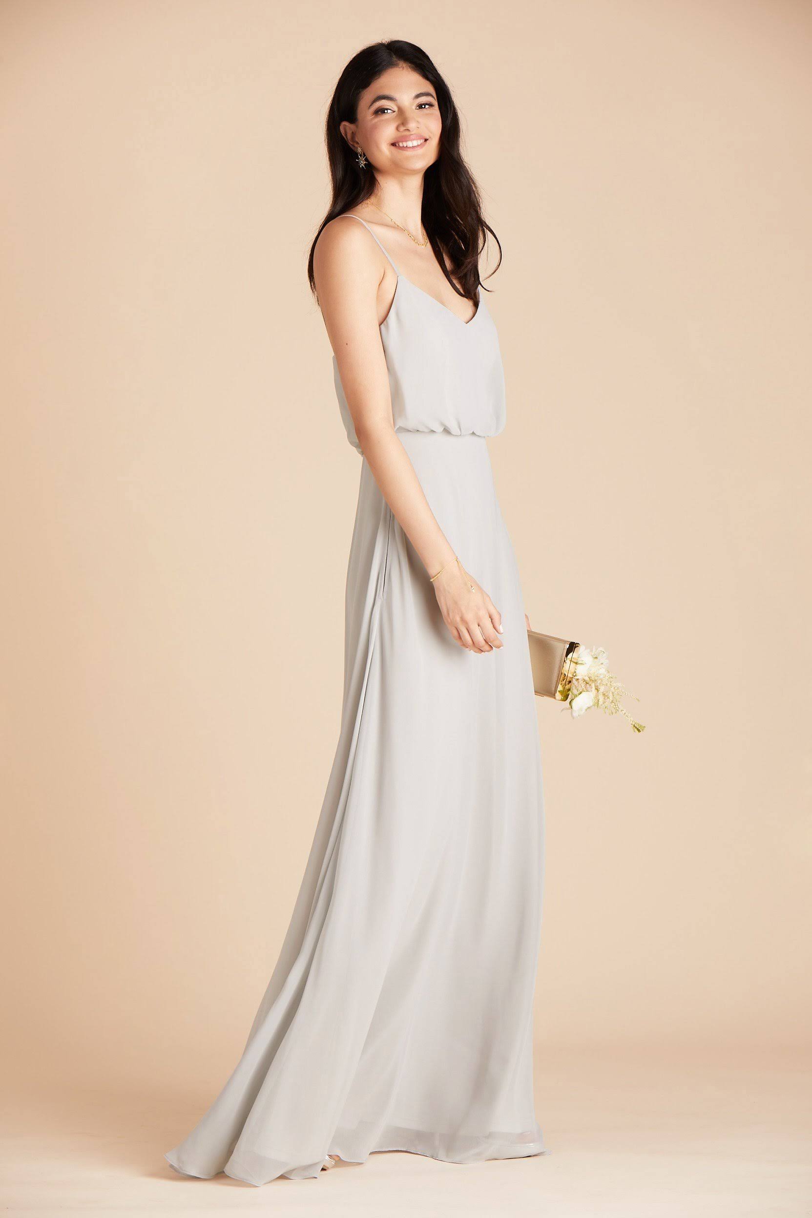 Birdy Grey Gwennie Chiffon Bridesmaid Dress in Dove Gray L / Dove Gray