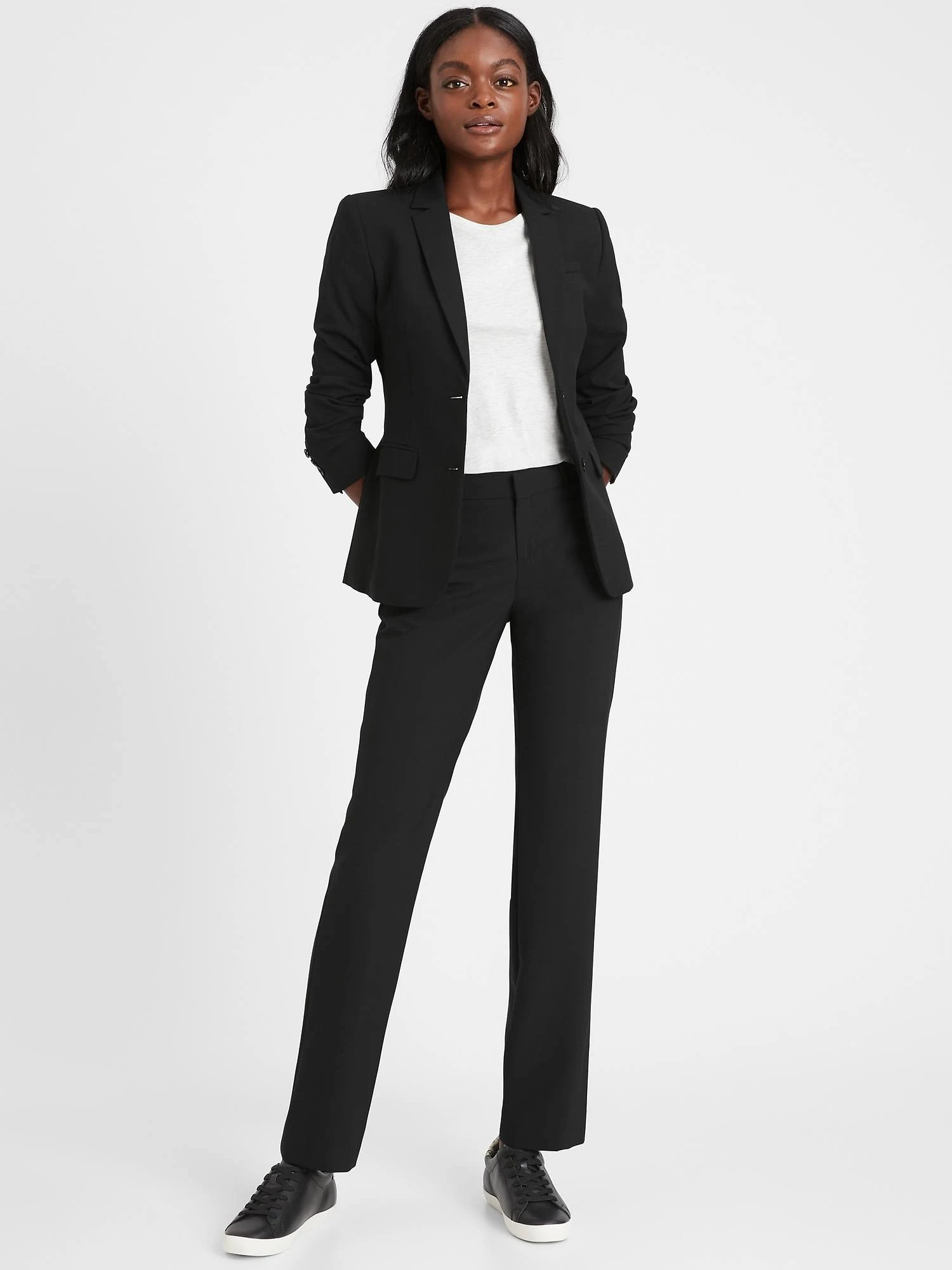 Banana Republic Women's Long and Lean-Fit Lightweight Wool Blazer Black Size 0
