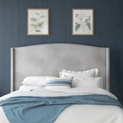 Orta Contemporary Upholstered Wingback Headboard Size: King, Upholstery: Velvet Light Gray