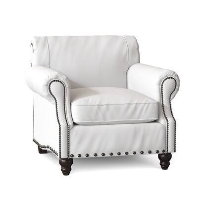Landry 40x22 Wide Down Cushion Armchair Birch Lane Body Fabric: Spinnsol Optic White, Nailhead Detail: Old Gold Spotted
