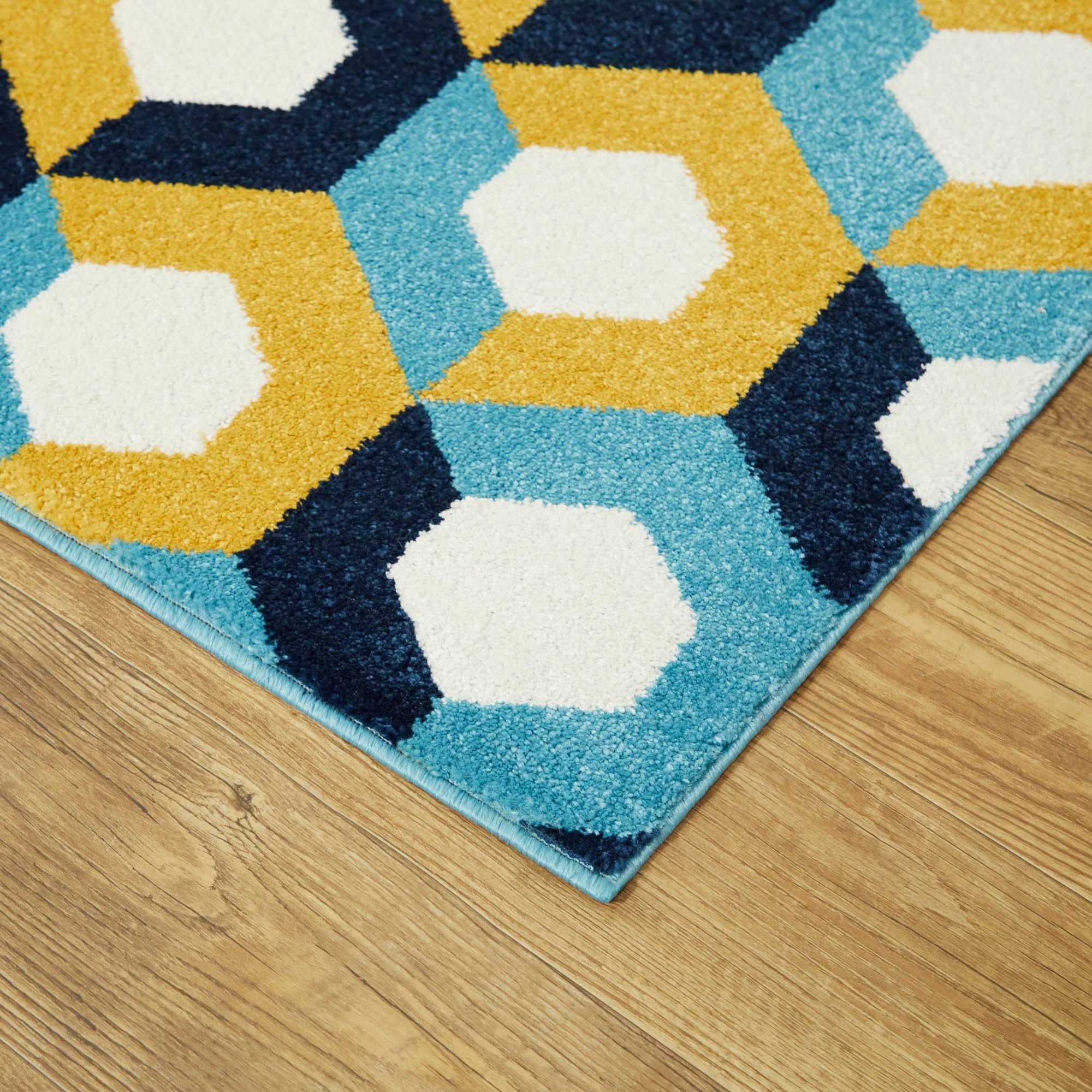 Weston 5'3 x 7' Woven Area Rug in Blue/Yellow