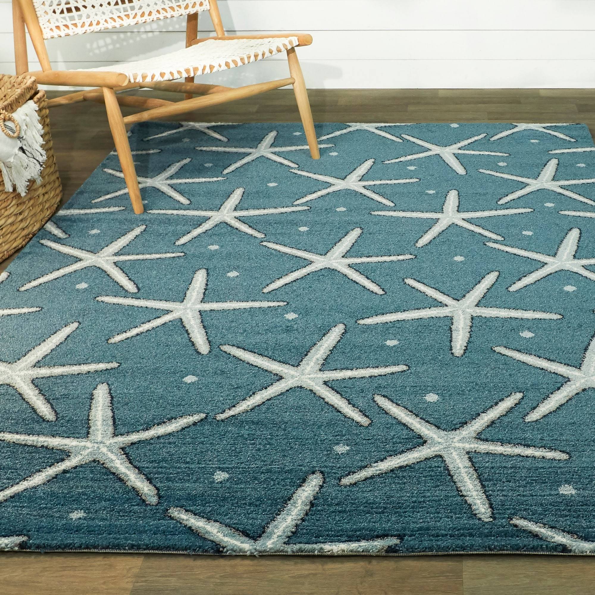 BALTA Rugs Massau Indoor Blue Coastal Starfish Area Rug, 7&10x22 x 10&