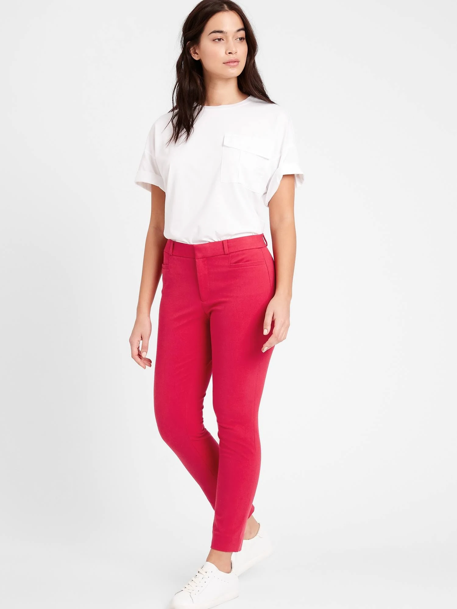 Banana Republic Women's Curvy Mid-Rise Skinny Sloan Pant Maraschino Pant Cherry Red Size 2 Long