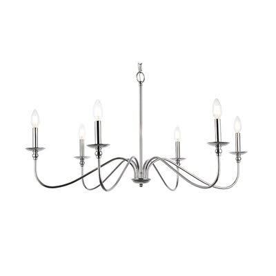 Ableton 6 - Light Candle Style Chandelier Birch Lane Finish: Polished Nickel, Size: 48x22 W x 25x22 H