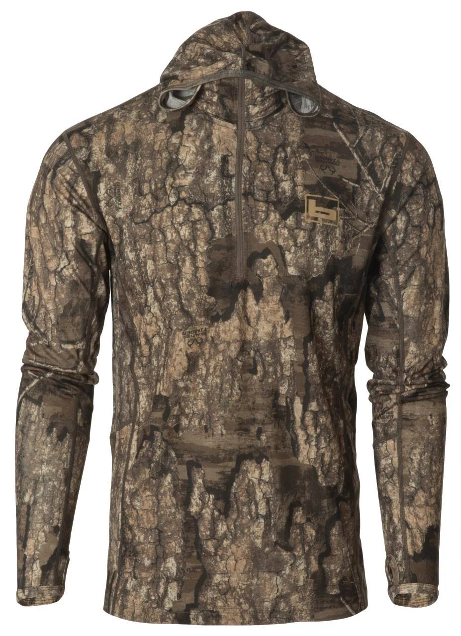 Banded Base Merino Wool 1/4 Zip Hoodie 180 Gram, Mens, Timber, Large