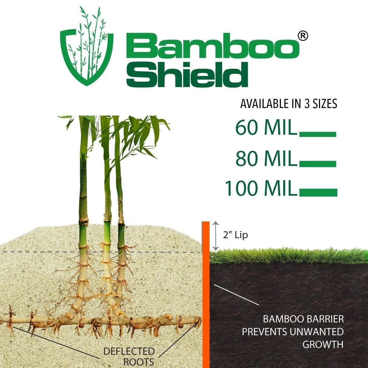 Bamboo Shield - 175 Feet Long x 24 inch x 60 Mil - Bamboo Root Barrier/Water Barrier
