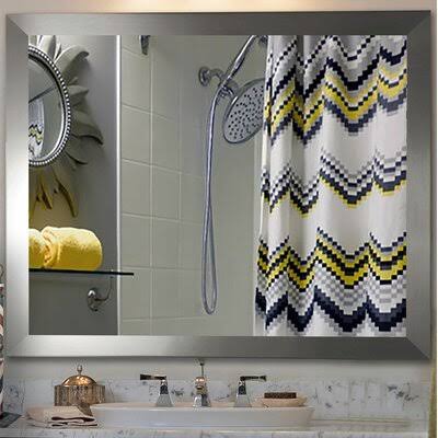 Fulk Industrial Modern & Contemporary Wall Mirror Birch Lane Size: 32x22 H x 22x22 W, Finish: Brushed Nickel