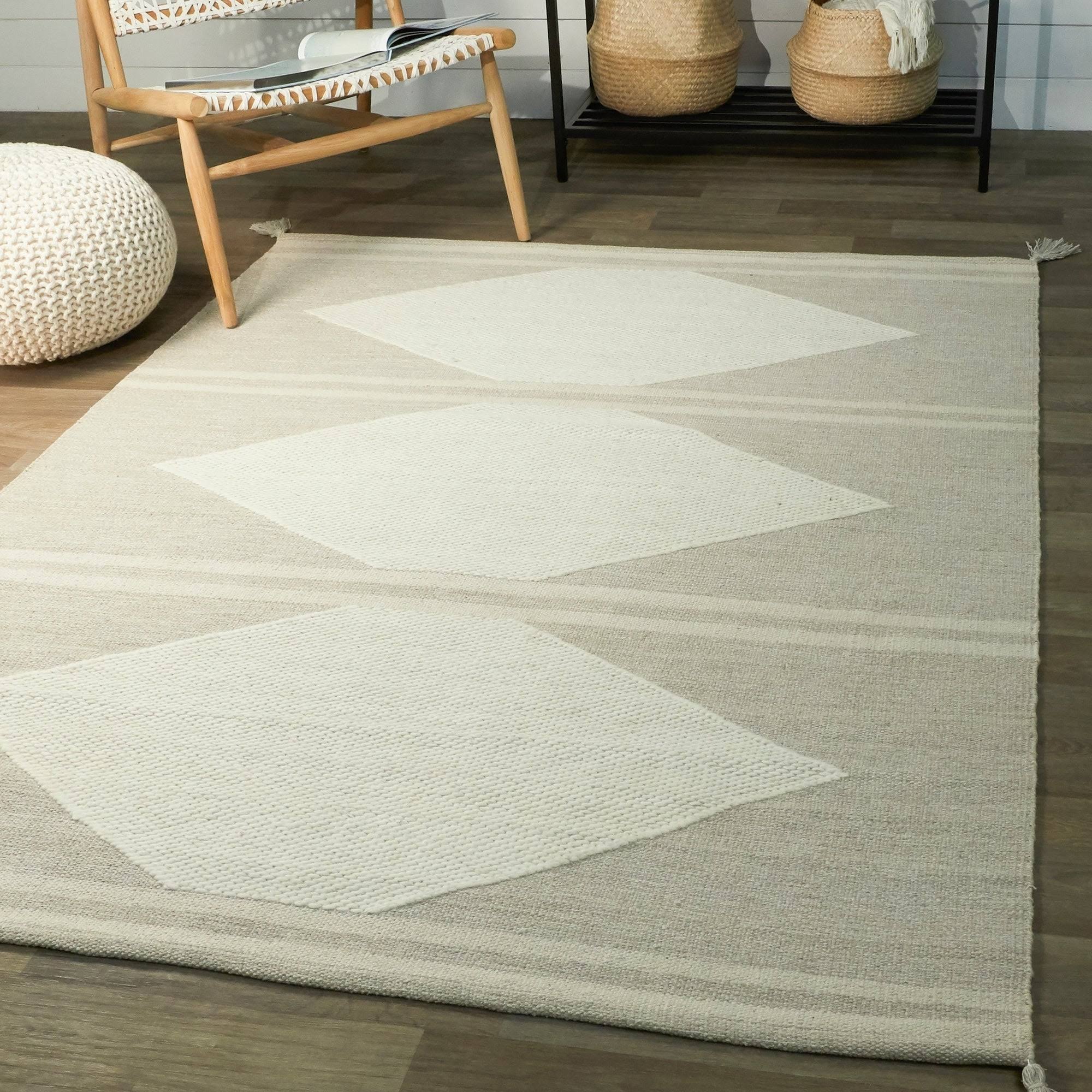 Papilio Bolton Geometric Cotton Flatweave Area Rug - 2&7x22 x 6&4x22 Runner - Beige