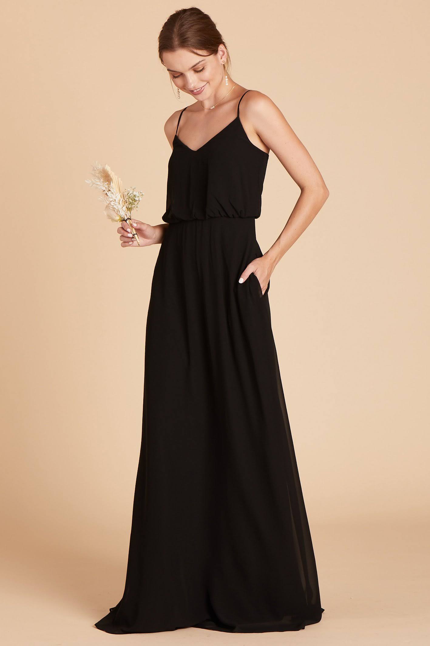 Birdy Grey Gwennie Chiffon Bridesmaid Dress in Black M / Black