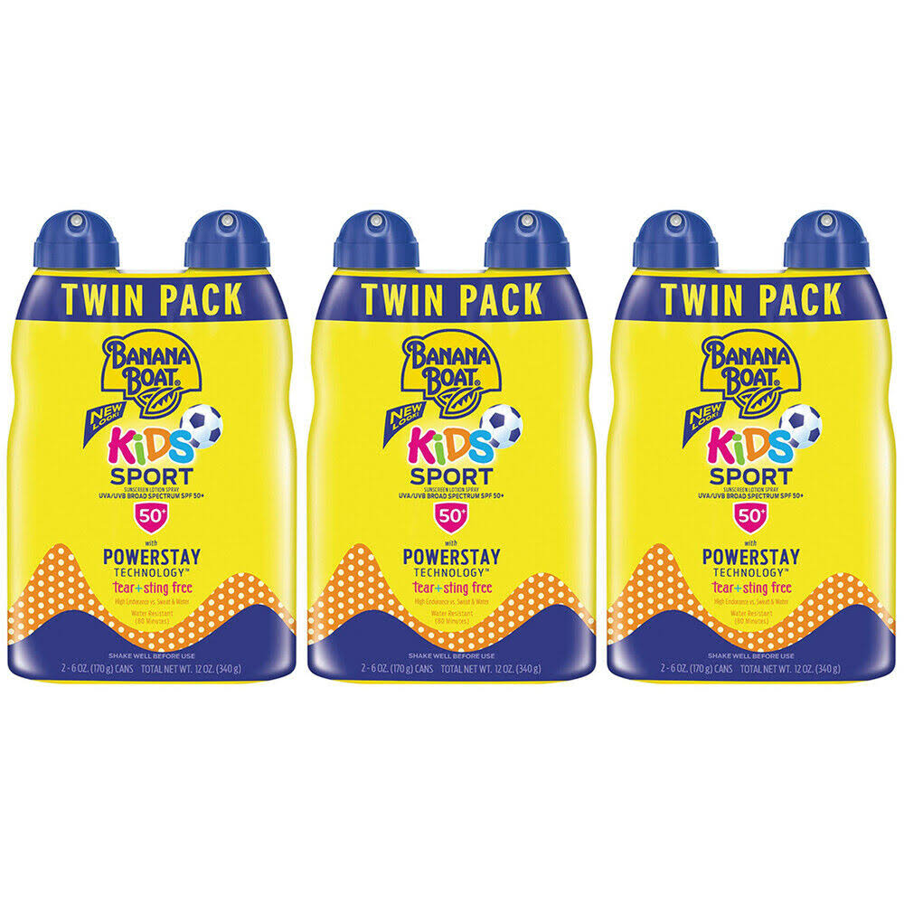 3-New Banana Boat SPF 50 Sunscreen Kids Sport Tear-Free Sting-Free Broad Spectru