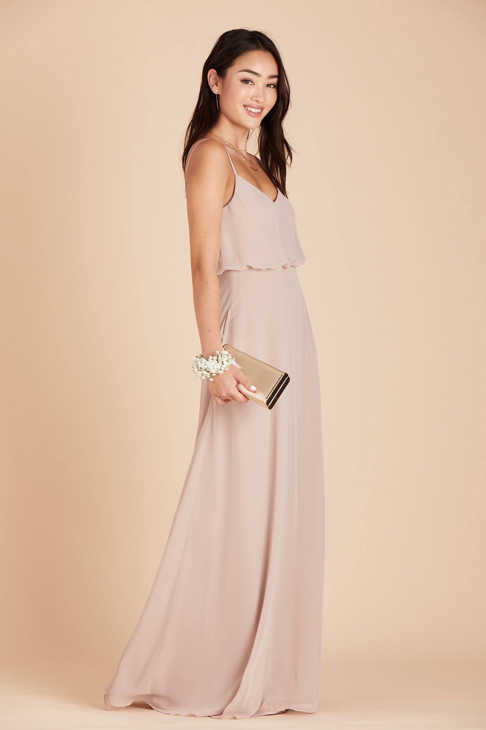 Gwennie Chiffon Bridesmaid Dress in Taupe XXL / Taupe / No Slit