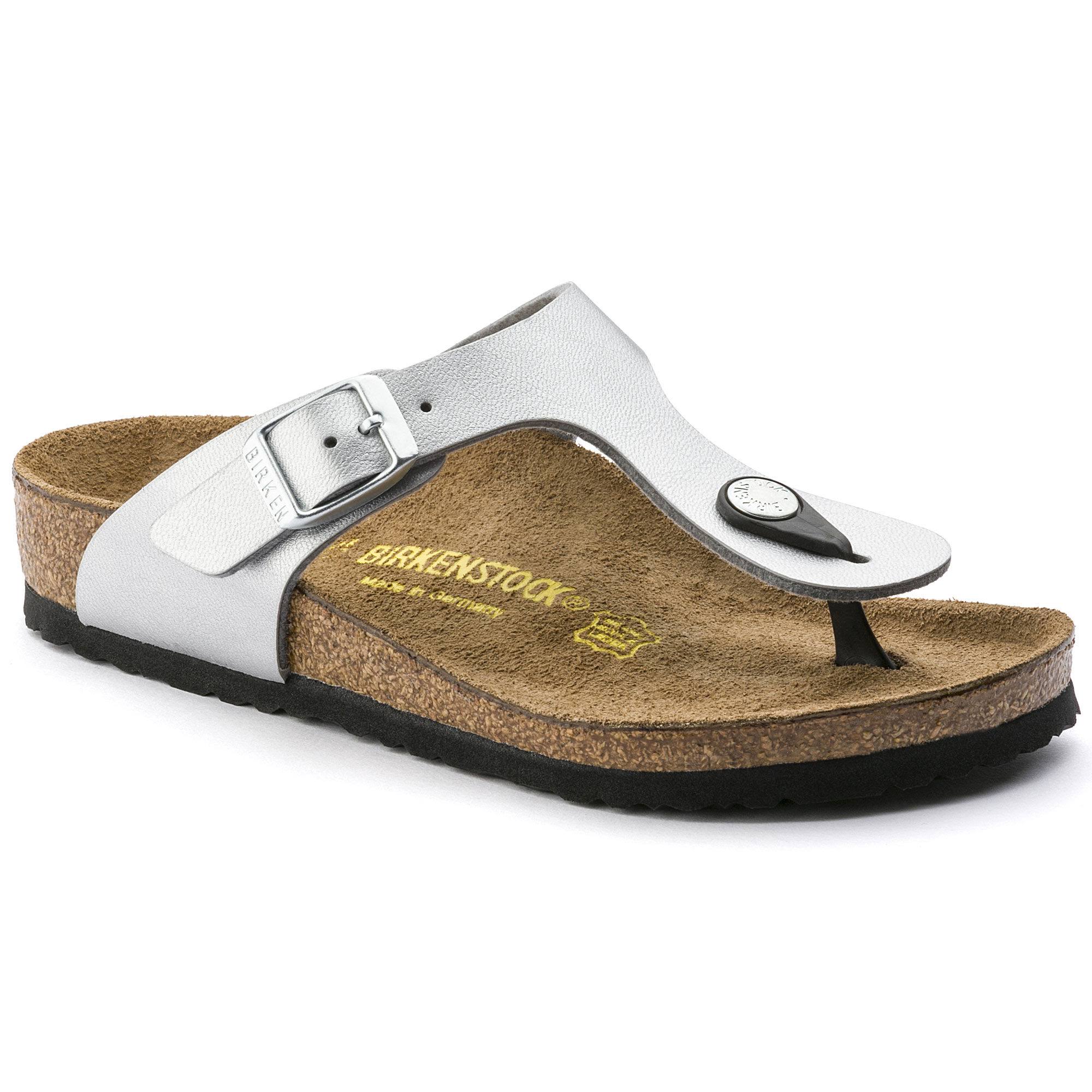 BIRKENSTOCK Kids Gizeh Birko-Flor Silver Thong Sandals