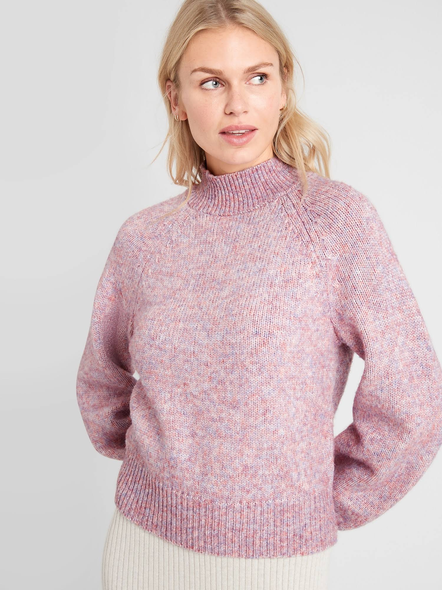 Women's Spacedye Mock-Neck Sweater Pink