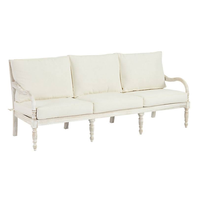 Ceylon Whitewash Sofa 6-Piece Replacement Cushion Set Canvas Beige Sunbrella - Ballard Designs