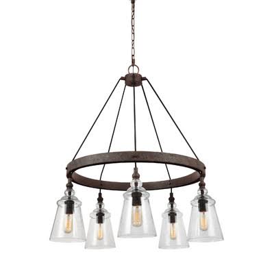 Dev 5-Light Wagon Wheel Chandelier Finish: Dark Weathered Iron