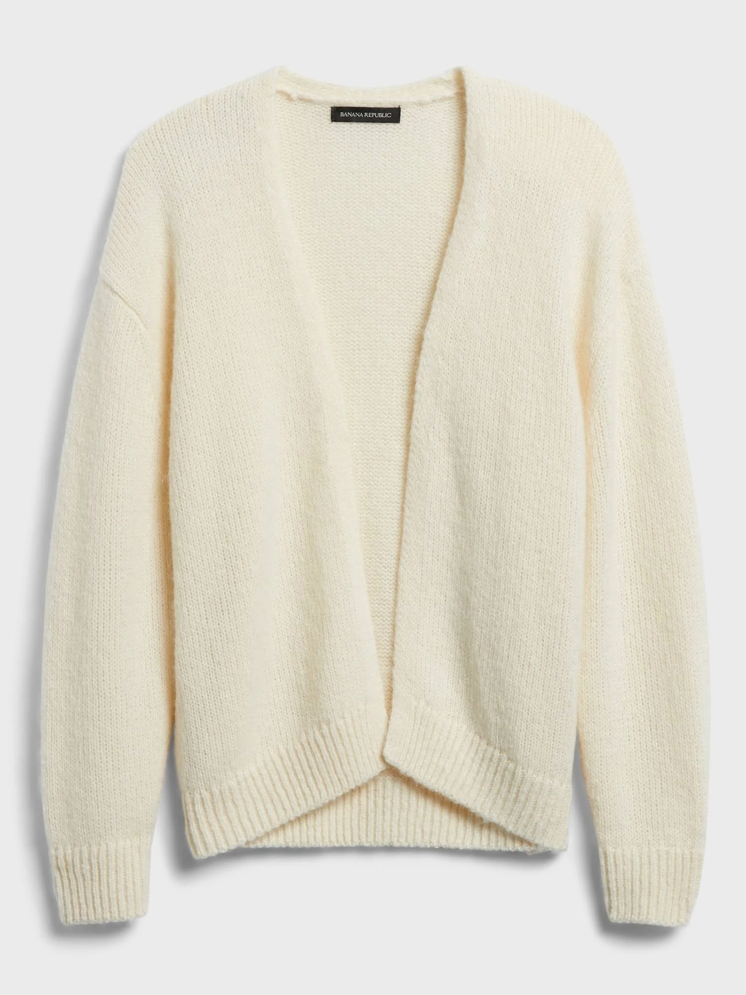 Banana Republic Women's Ribbed Open Cardigan Sweater Ivory White Size M