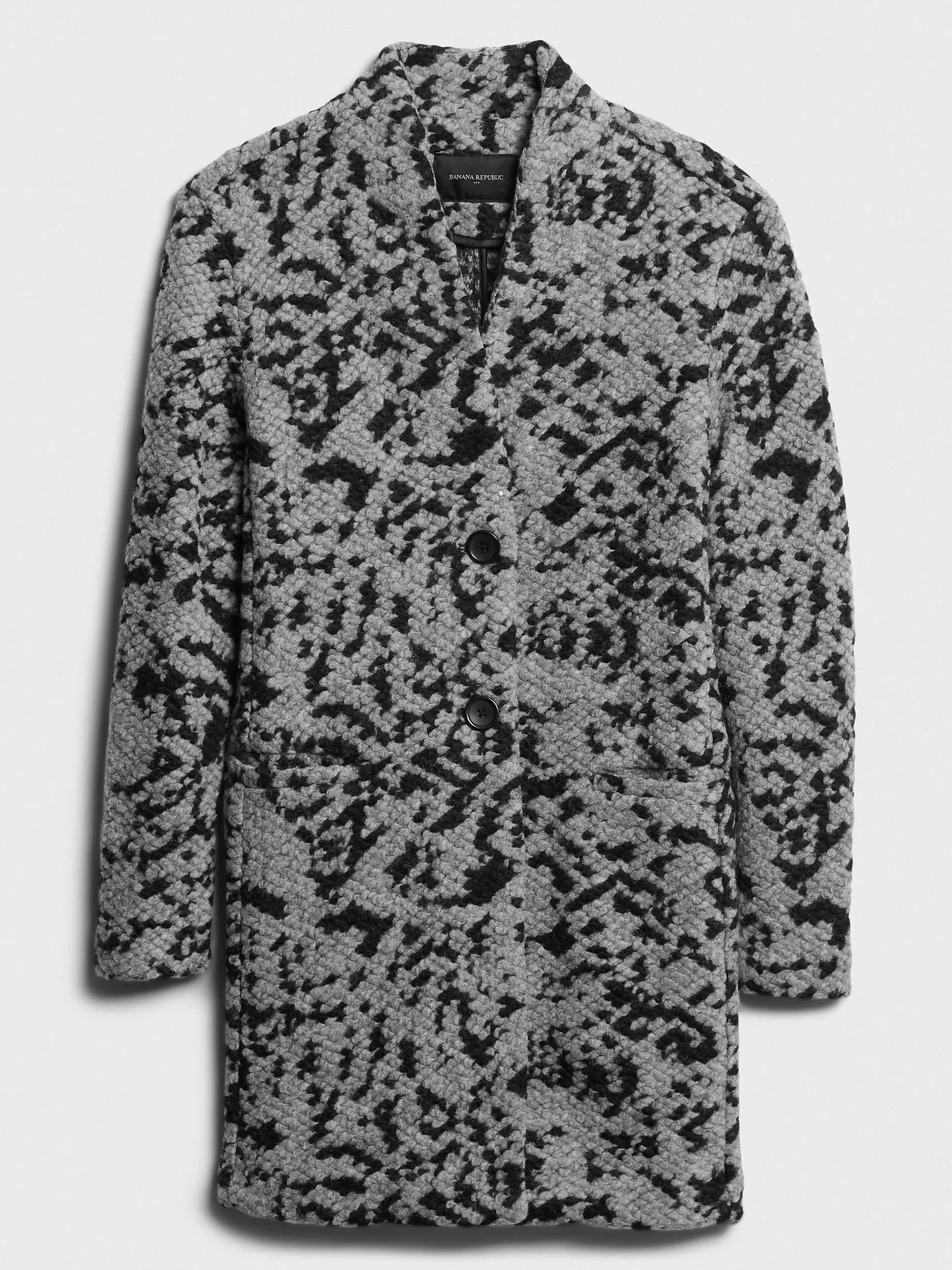 Women's Collarless Knit Coat Grey