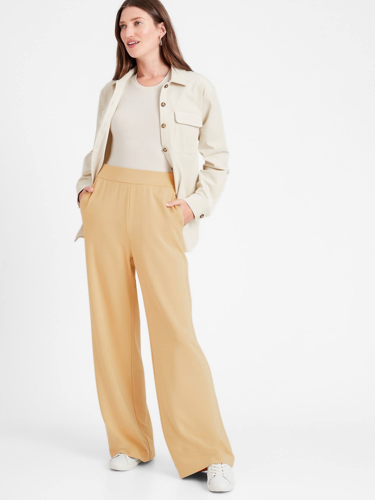 Banana Republic Women's Baby Terry Wide-Leg Lounge Pant Baja Sand Size M