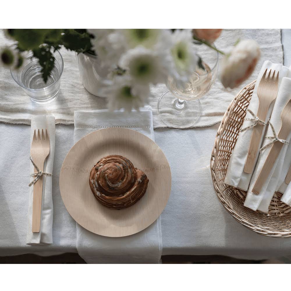 Bambu Veneerware Round Bamboo Plates 9 Inches 25