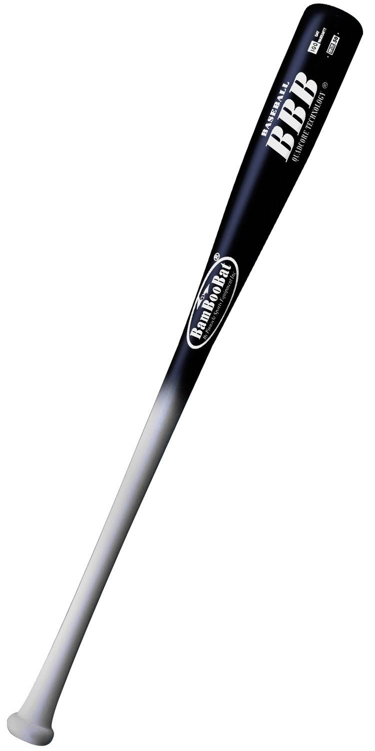 BamBooBat Bamboo Wood Baseball Bat: HWBB100M Adult, White/Matte Black