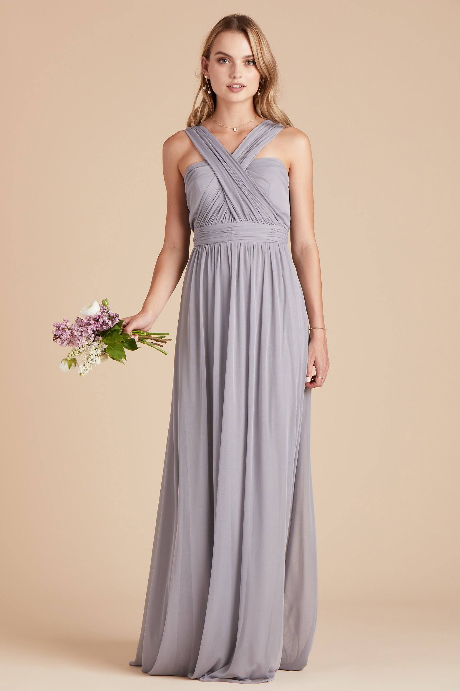 Birdy Grey Chicky Convertible Bridesmaid Dress in Silver S / Silver