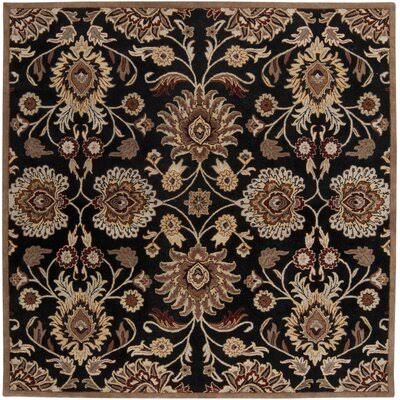 Arden Floral Handmade Tufted Wool Black/Camel Area Rug Birch Lane Rug Size: Square 8&