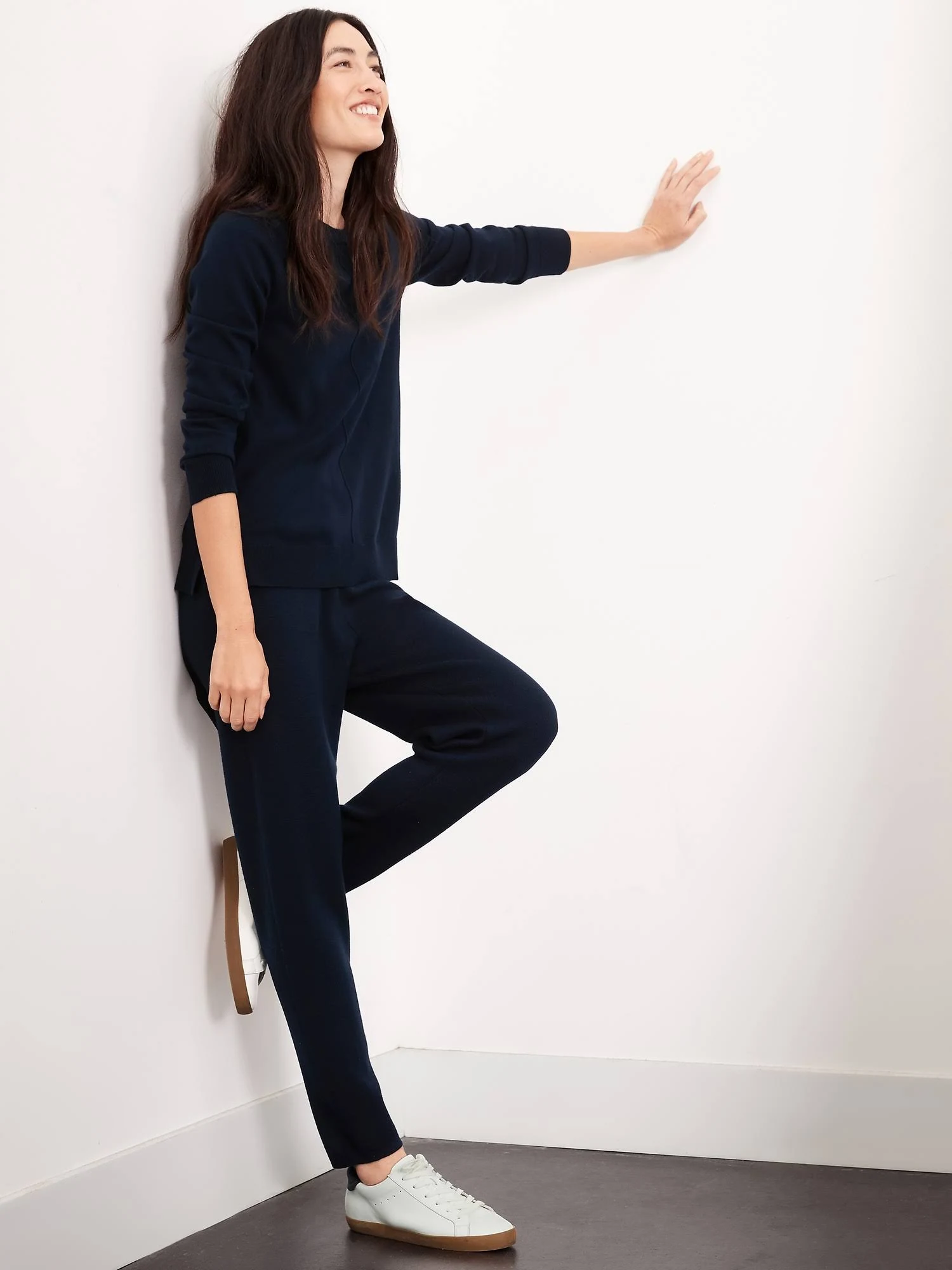 Banana Republic Women's Washable Merino Sweater Jogger Dark Navy Size S