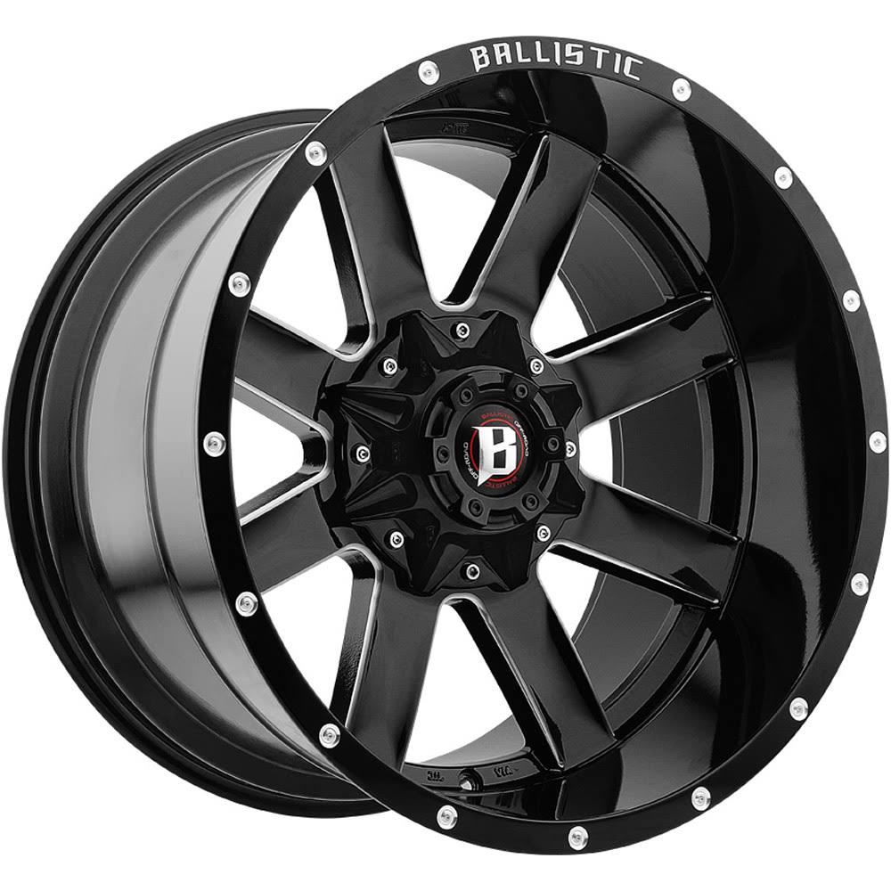 Ballistic Rage 959 Wheel 22x10 6x135 6x5.5 (6x139.7) Black Milled -24 mm - Free Lug NUTS!