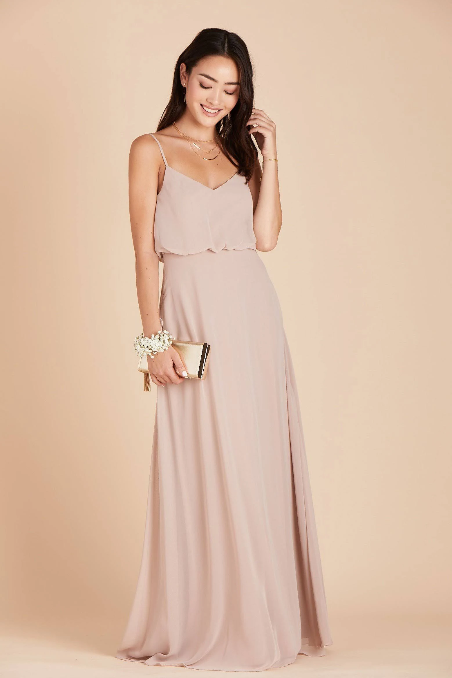 Birdy Grey Gwennie Chiffon Bridesmaid Dress in Taupe XL / Taupe