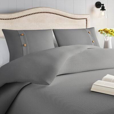 Eider & Ivory Carmella 3 Piece 100% Cotton Comforter Set Size: Full/Queen, Color: Gray