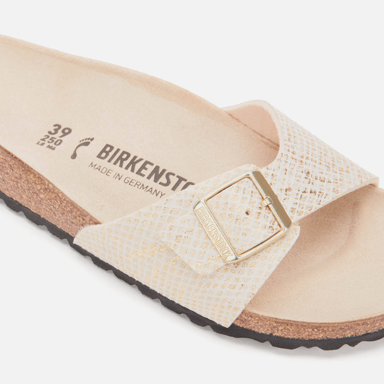 Birkenstock Madrid Micro Fibre Shiny Python Eggshell One-Strap Sandals