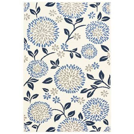 Corine Floral Ivory/Blue Indoor/Outdoor Area Rug Winston Porter Rug Size: Rectangle 5& x 7&3x22